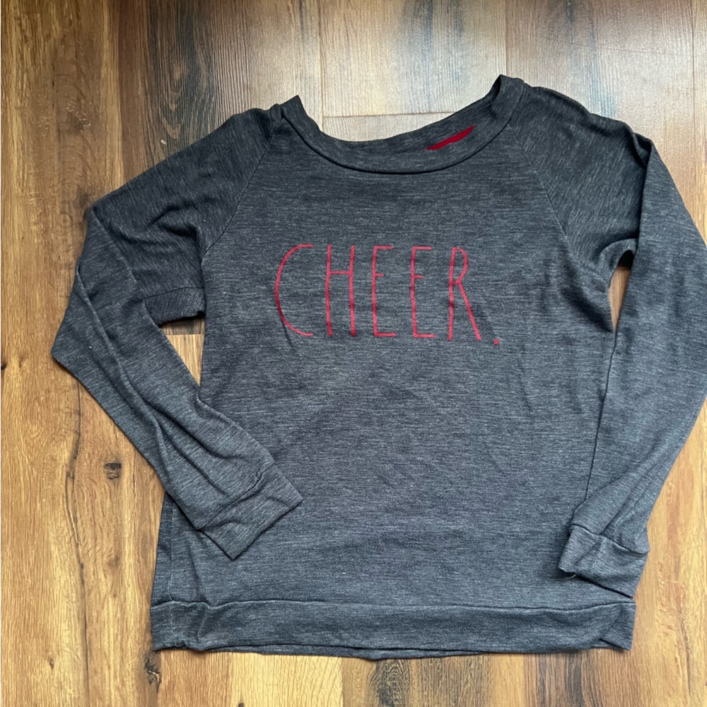 RAE DUNN CHEER holiday Christmas pullover crewneck cozy festive sweater medium - Picture 2 of 9